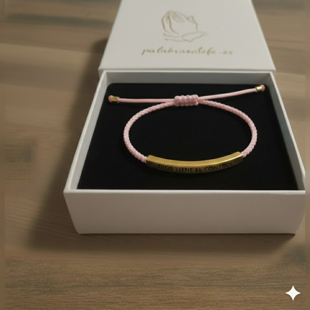 Pulsera "Dios tiene el control" Rosa y dorado