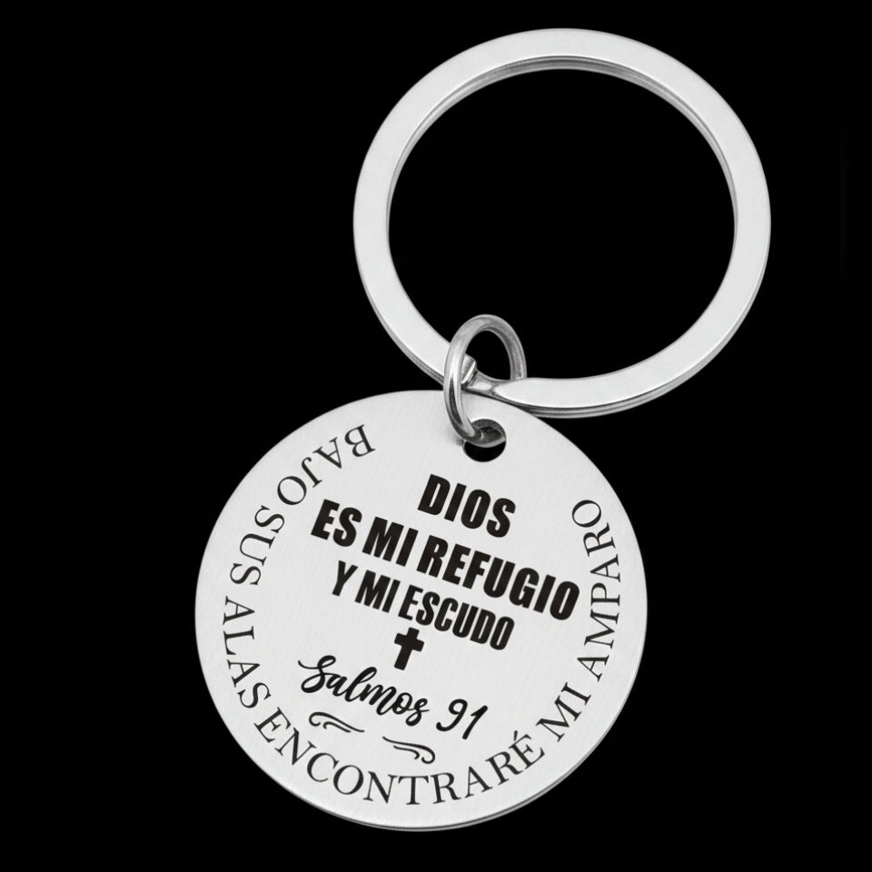 Llavero "Con Dios es mi refugio"