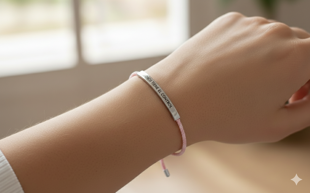 Pulsera "Dios tiene el control" Rosa y plateado